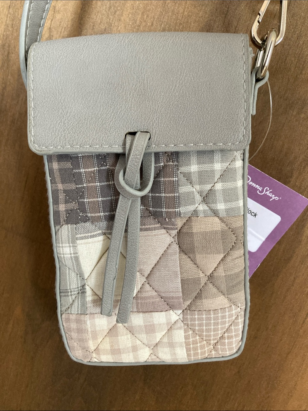 Donna Sharp patchwork plaid printed quilted magnetic foldover crossbody bag